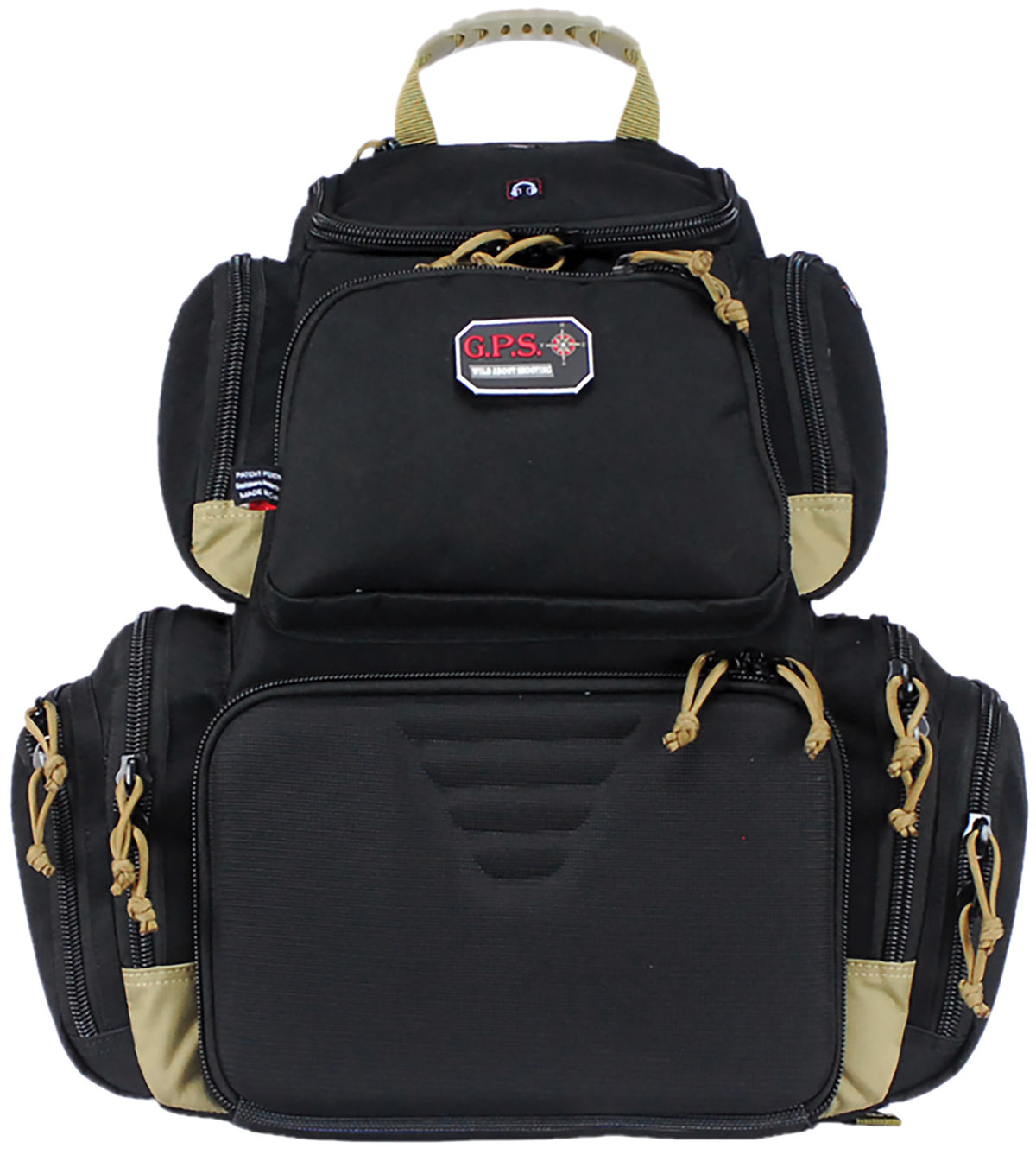 GPS Handgunner Backpack Black/Tan 1000D Nylon Foam Cradle for 4 Handguns