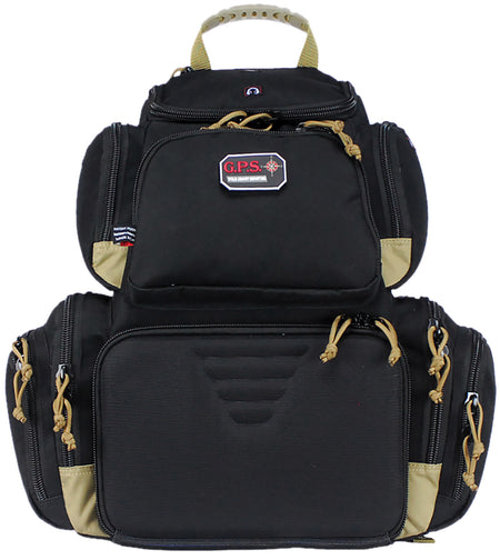GPS Handgunner Backpack Black/Tan 1000D Nylon Foam Cradle for 4 Handguns