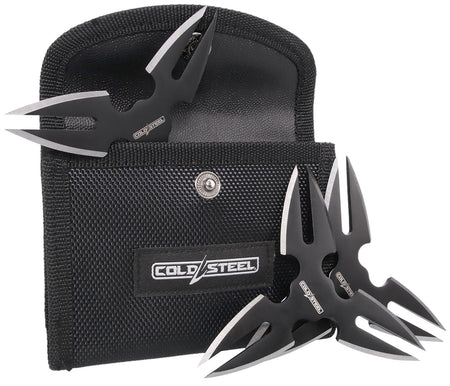 Cold Steel CSTH15STR3PK 1.50" 420 Stainless Steel Throwing Stars Black Oxide Finish, 3-Piece Set with Sheath