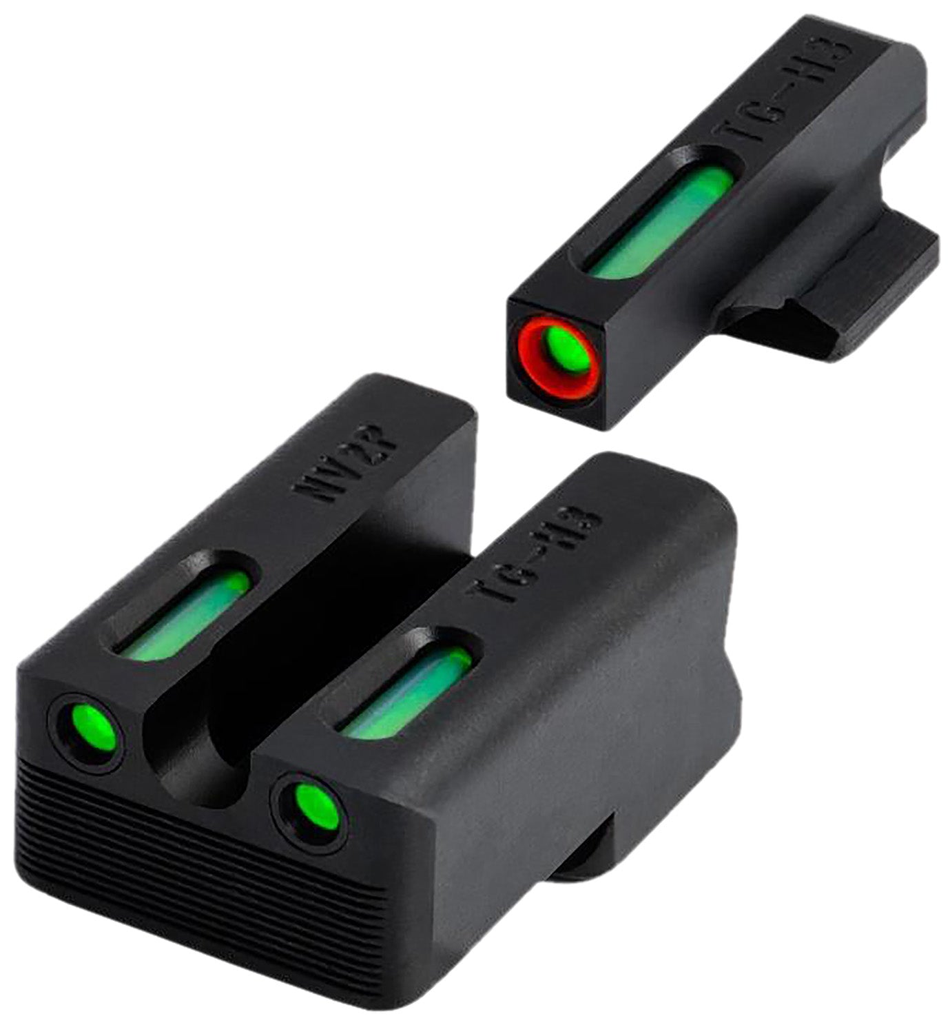 TruGlo TG13NV2PC TFX Pro Tritium Fiber Optic Orange Outline Green Front Rear Sight Set