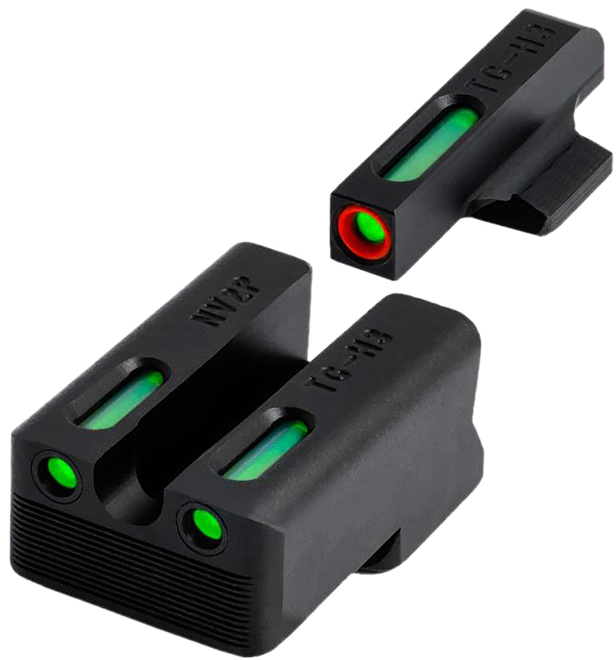 TruGlo TG13RS3PC TFX Pro Tritium Fiber Optic Green Orange Outline Front Rear Sight Set
