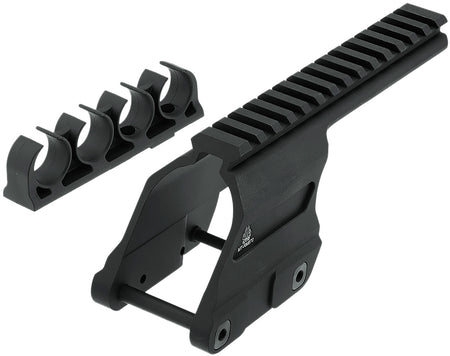 UTG MT-RM870 12 Gauge Rem 870 Optic Mount Scalloped Picatinny Rail 4-Shell Storage