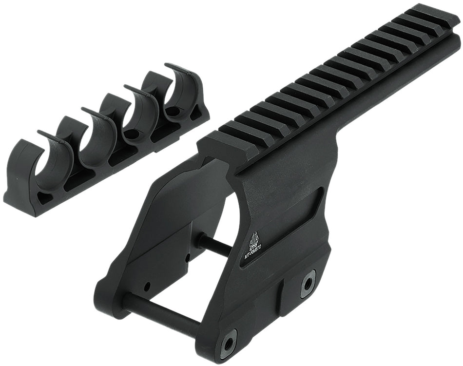 UTG MT-RM870 12 Gauge Rem 870 Optic Mount Scalloped Picatinny Rail 4-Shell Storage