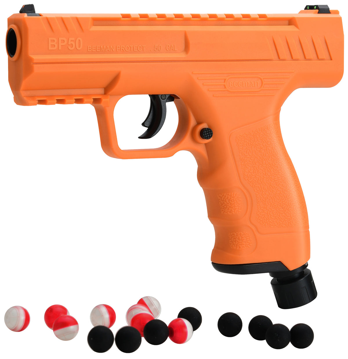 Beeman 6053 Projectile Launcher Combo Orange CO2 50 Cal 8 Pepper Balls 8 Steel Balls Included