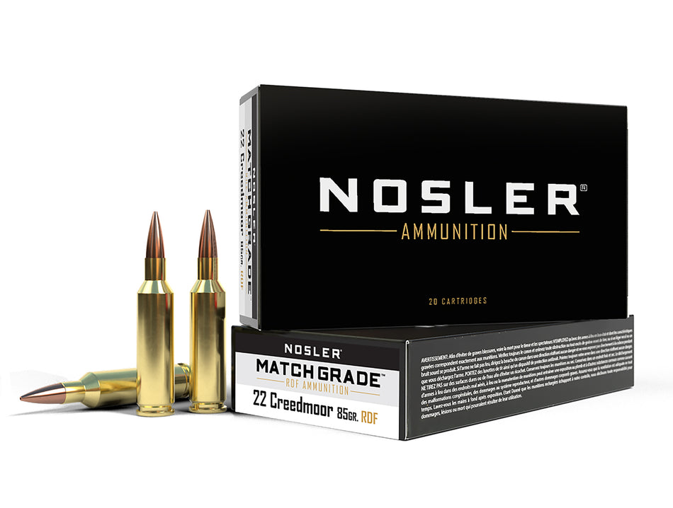 Nosler  .22 Creedmoor 85 grain Hollow Point Boat Tail ammunition