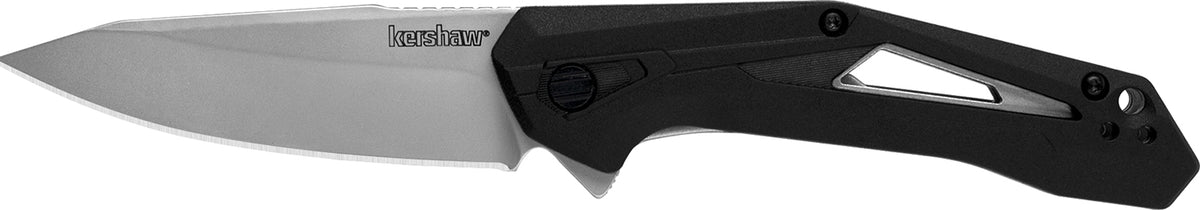 Kershaw Airlock EDC Folding Knife 1385, 3" Drop Point Bead Blasted 5Cr13MoV Blade with Black GFN Handle