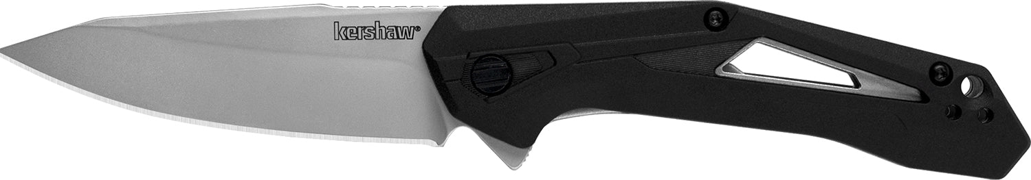 Kershaw Airlock EDC Folding Knife 1385, 3" Drop Point Bead Blasted 5Cr13MoV Blade with Black GFN Handle