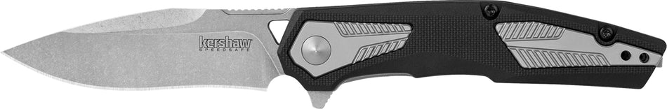 Kershaw Tremolo EDC Folding Knife 1390, 3.13" Clip Point Stonewashed 4Cr14 Blade with Black GFN/SS Handle