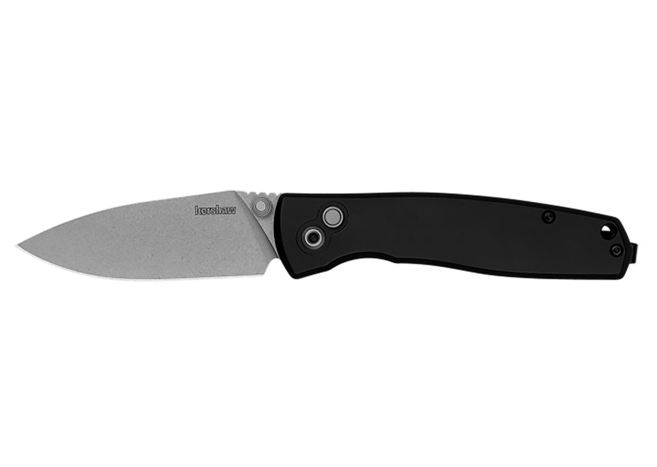 Kershaw Kindred Folding Knife 2053, 3" Spear Point Stonewashed D2 Steel Blade with Black Aluminum Handle