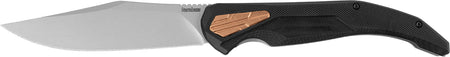 Kershaw Strata Cleaver Folding Knife 2076, 4" Stonewashed D2 Blade with Black G10 and Copper Insert Handle