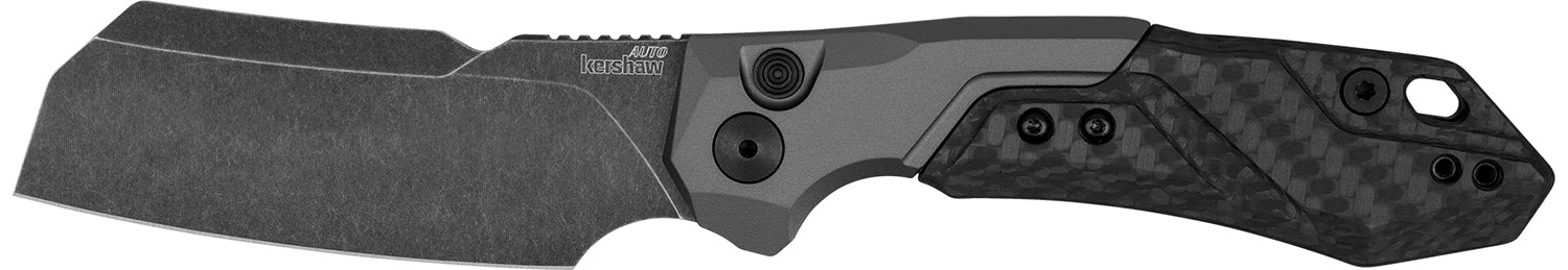 Kershaw Launch 14 Automatic Folding Cleaver 3.38" CPM 154 SS Blackwash, Black Anodized Aluminum/Carbon Fiber Handle