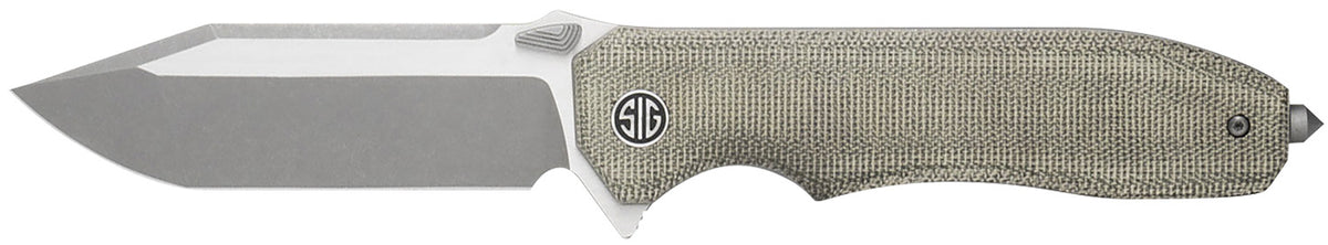 Validus Folding Pocket Knife by Sig Sauer, 3.78" M390 Steel Tanto Blade, Green Canvas Handle