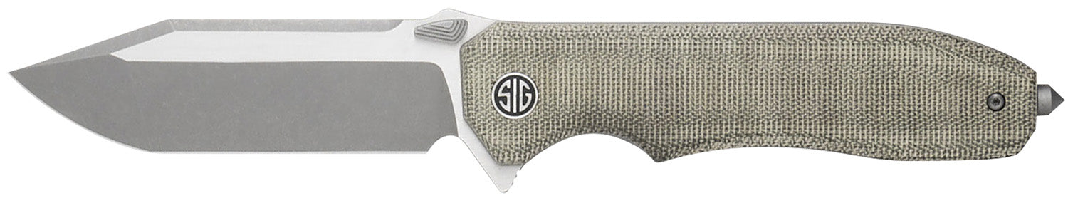 Validus Folding Pocket Knife by Sig Sauer, 3.78" M390 Steel Tanto Blade, Green Canvas Handle