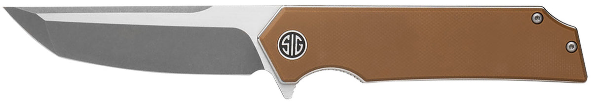 Tsuru Folding Knife by Sig Sauer, 3.30" Satin 154CM Tanto Blade, Coyote Brown G10 Handle