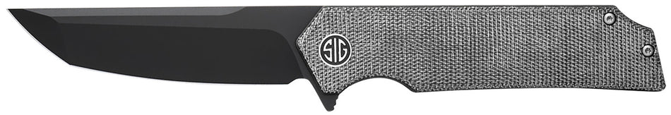 Tsuru Folding Knife by Sig Sauer, 3.30" Black PVD 154CM Tanto Blade, Salt & Pepper Handle