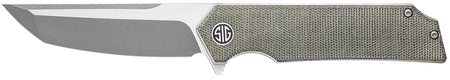 Tsuru Folding Knife by Sig Sauer, 3.30" Satin 154CM Tanto Blade, Green Canvas Micarta