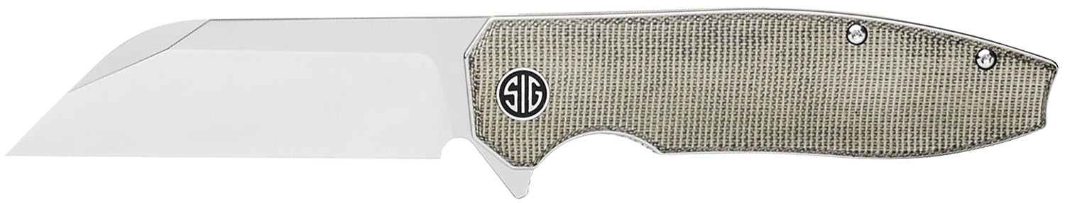 Karak Folding Knife by Sig Sauer, 3.25" Black PVD Nitro-V Wharncliffe, Green Canvas Handle