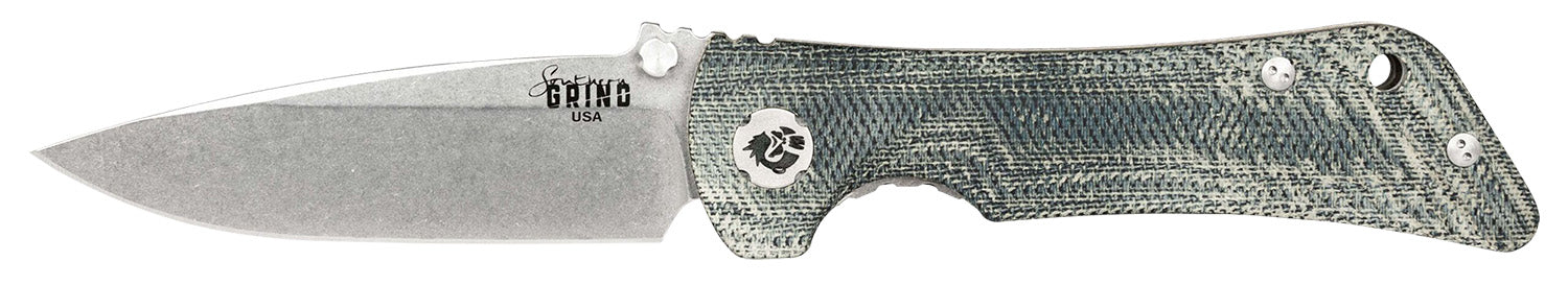 Southern Grind SG06130026 Spider Monkey Folding Drop Point Knife, 3.25" CPM MagnaCut Blade, Denim Micarta Handle