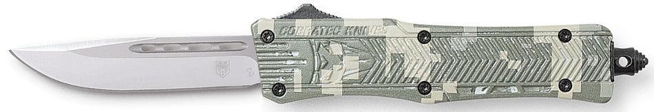 CobraTec CTK-1 Small OTF Dual Action Knife 2.75" D2 Drop Point Digital Camo Aluminum Handle