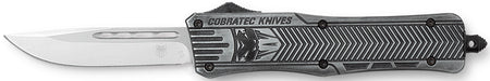 CobraTec CTK-1 Medium OTF Dual Action Knife 3" Stonewashed D2 Drop Point Blade 5" Black Handle