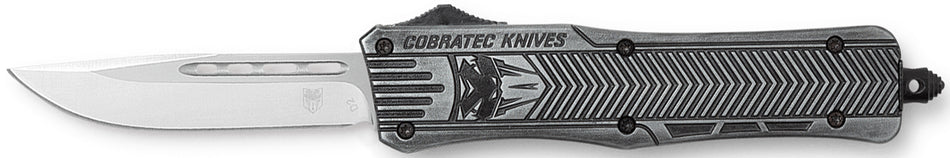 CobraTec CTK-1 Medium OTF Dual Action Knife 3" Stonewashed D2 Drop Point Blade 5" Black Handle