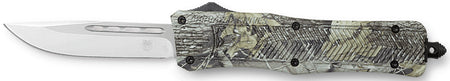 CobraTec CTK-1 Medium OTF Dual Action Knife 3" D2 Drop Point Blade 5" Woodland Camo Handle