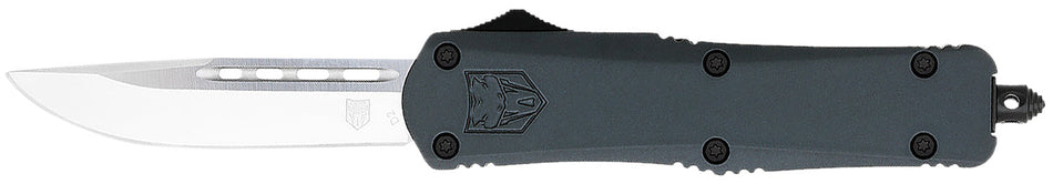 CobraTec FS-3 Medium OTF Dual Action Knife 3" D2 Drop Point Blade 4.50" Gray Handle