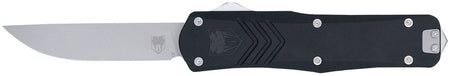 CobraTec FS-X Gen III Medium OTF Dual Action Knife 3" Stonewashed D2 Drop Point Blade Black Aluminum Handle