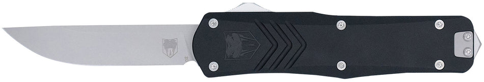 CobraTec FS-X Gen III Medium OTF Dual Action Knife 3" Stonewashed D2 Drop Point Blade Black Aluminum Handle
