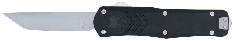 CobraTec FS-X Gen III Medium OTF Dual Action Tanto Knife 3" Stonewashed D2 Blade Black Aluminum Handle