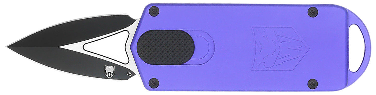 CobraTec ASP OTF Dual Action Dagger Knife 1.94" D2 Blade Purple Aluminum Handle