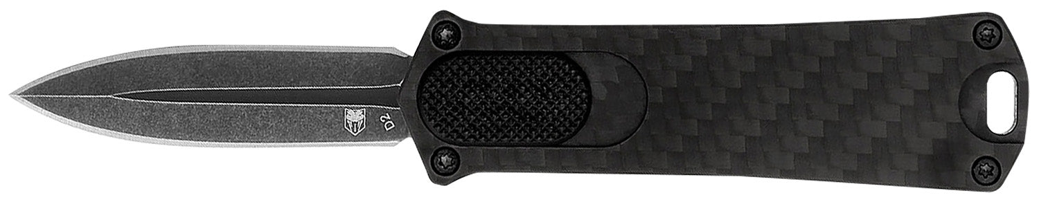 CobraTec 952 OTF Dual Action Dagger Knife 1.75" Stonewashed D2 Blade Black Anodized Aluminum Handle