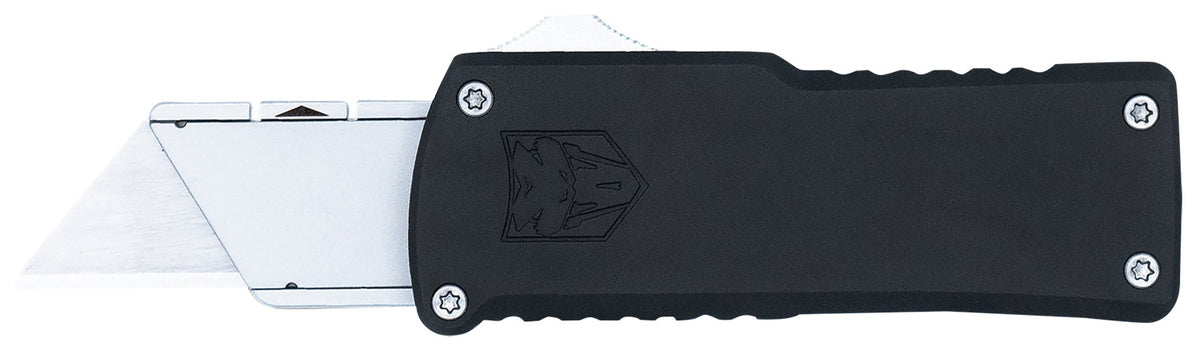 CobraTec CTOTFUTBLK OTF Utility Knife w/Interchangeable Blades 3.38" Black Aluminum Handle