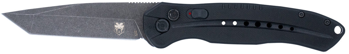 CobraTec BLKDIABLOTNS Diablo 3.50" Folding Auto Knife Black Stonewash D2 Blade Black G10 Handle