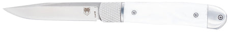 CobraTec CTTHRWTABA154CM Trapper Small 3.13" Auto Folding Knife 154CM SS Blade White Abalone Scales w/Clip