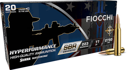 Fiocchi  .223 Remington 77 grain Hollow Point Boat Tail ammunition