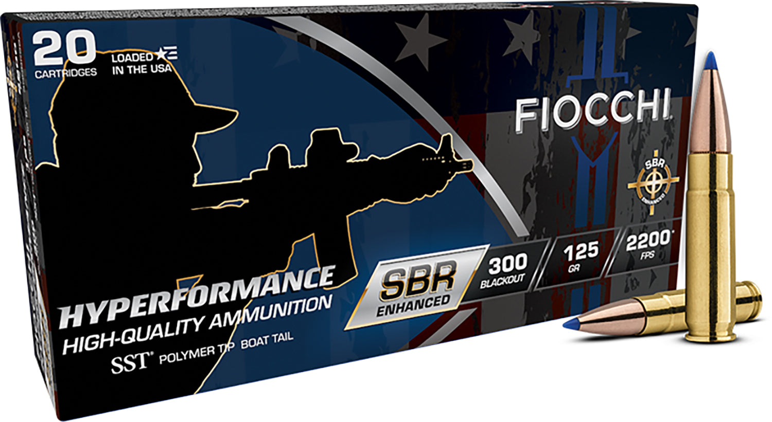 Fiocchi Hyperformance SBR Enhanced .300 AAC Blackout 125 grain Super Shock Tip ammunition