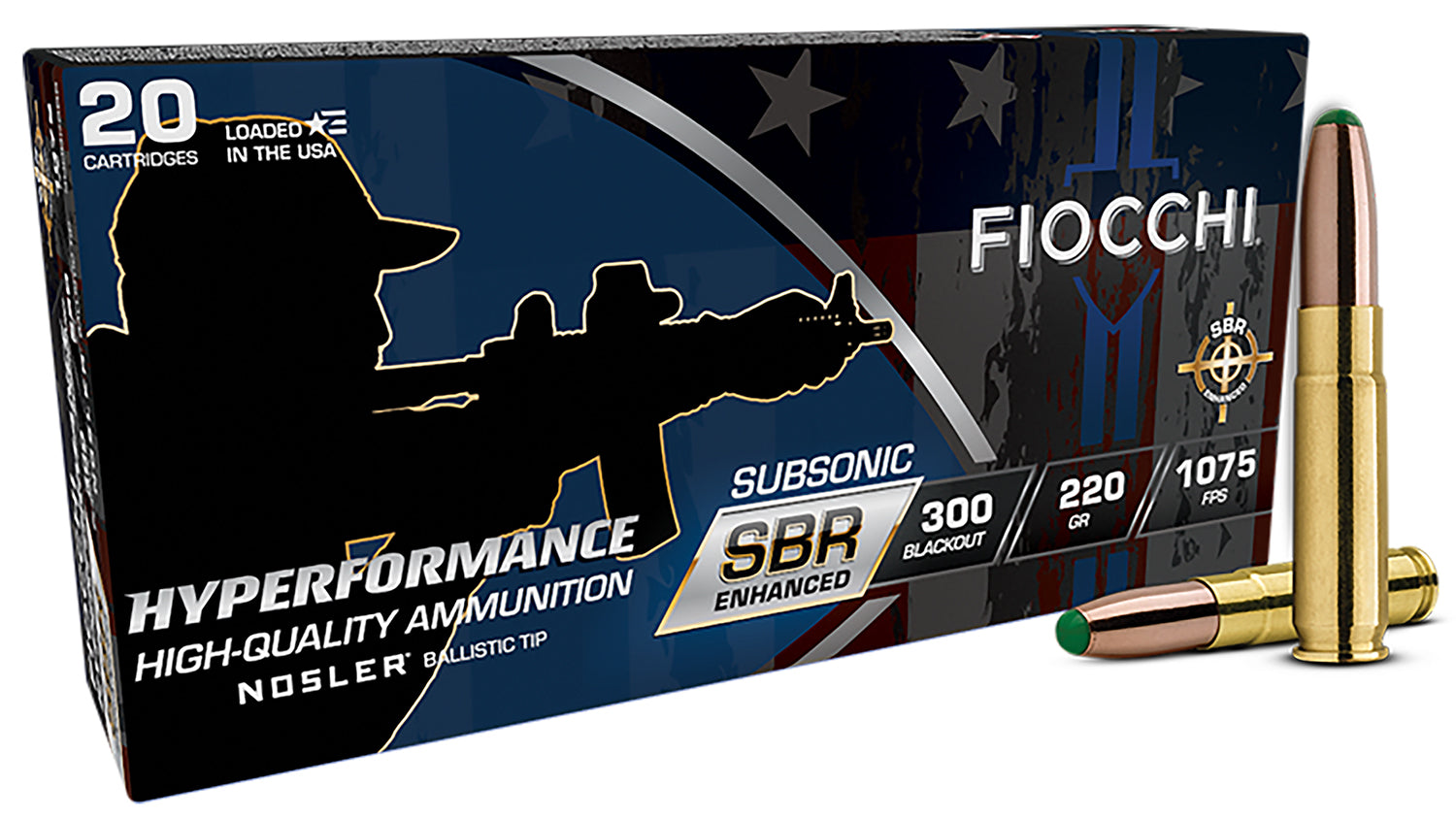 Fiocchi Hyperformance SBR Enhanced .300 AAC Blackout 220 grain Ballistic Tip ammunition