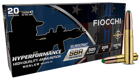 Fiocchi Hyperformance SBR Enhanced .300 AAC Blackout 220 grain Ballistic Tip ammunition