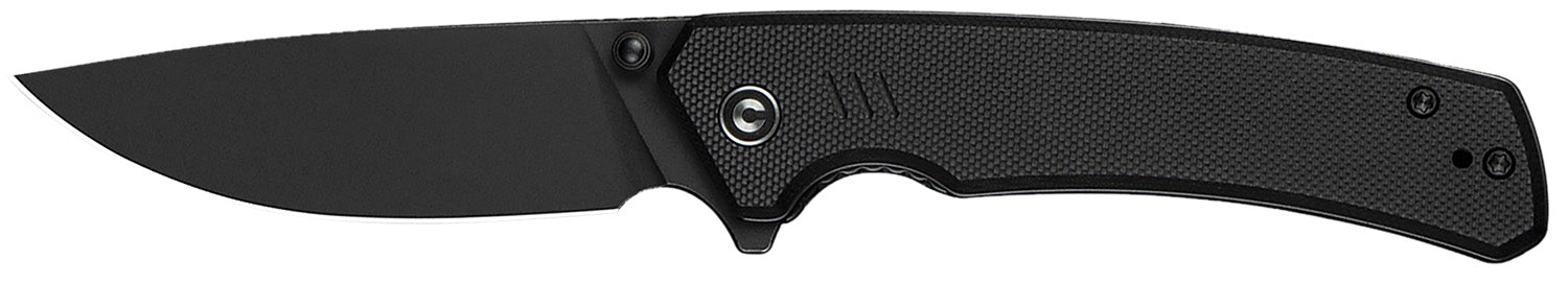 Civivi Merit 3.28" Folding Drop Point Black Stonewashed 14C28N Steel Blade Black Textured G10 Handle Flipper Open