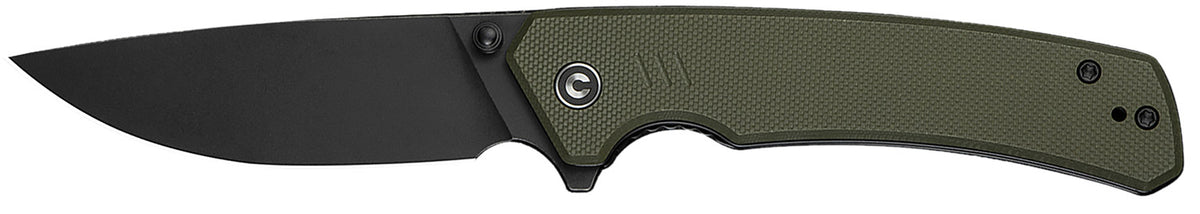 Civivi Merit 3.28" Folding Drop Point Black Stonewashed 14C28N Steel Blade OD Green Textured G10 Handle Flipper