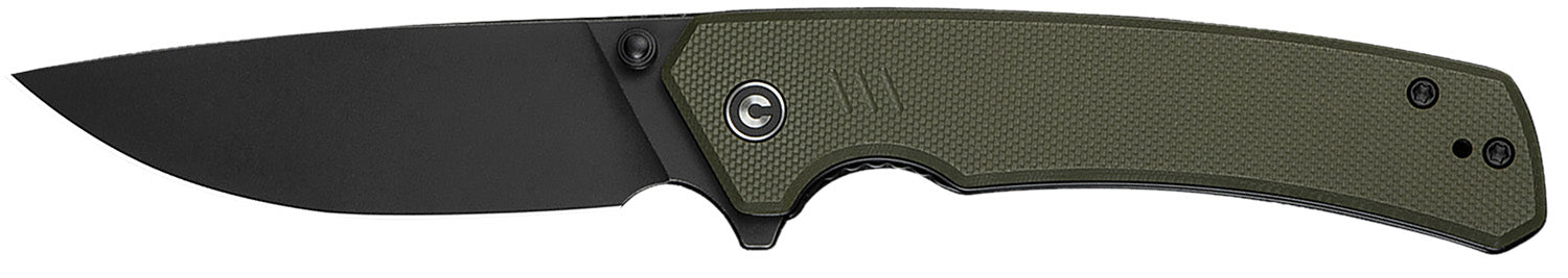 Civivi Merit 3.28" Folding Drop Point Black Stonewashed 14C28N Steel Blade OD Green Textured G10 Handle Flipper