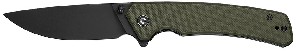 Civivi Merit 3.28" Folding Drop Point Black Stonewashed 14C28N Steel Blade OD Green Textured G10 Handle Flipper