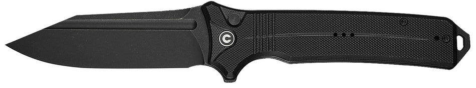 Civivi Neurohaptic 3.74" Folding Clip Point Black Stonewashed Nitro-V Blade Button Lock Black Textured G10 Handle