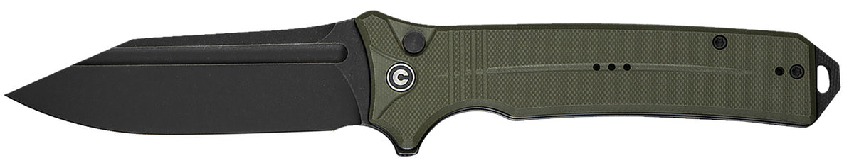 Civivi Neurohaptic 3.74" Folding Clip Point Stonewashed Nitro-V Steel Blade Button Lock OD Green Textured G10 Handle