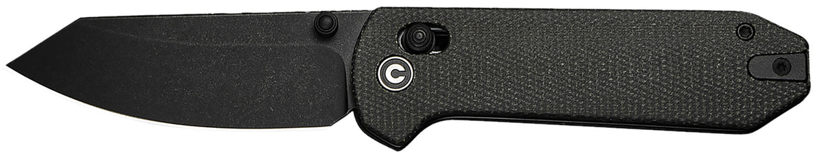 Civivi Yonder 2.88" Folding Spey Point Black Stonewashed 14C28N Steel Blade Dark Green Canvas Micarta Textured Handle