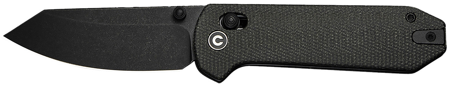 Civivi Yonder 2.88" Folding Spey Point Black Stonewashed 14C28N Steel Blade Dark Green Canvas Micarta Textured Handle