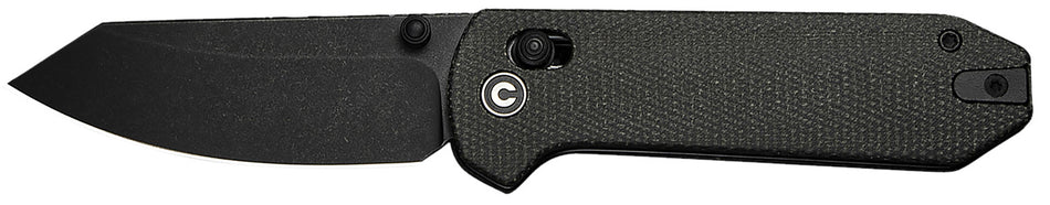 Civivi Yonder 2.88" Folding Spey Point Black Stonewashed 14C28N Steel Blade Dark Green Canvas Micarta Textured Handle