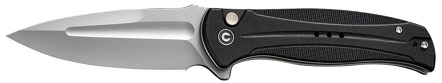 Civivi Incindie Pocket Knife 3.48" Spear Point 14C28N Stonewashed Blade, Black G10 Textured Handle w/ Pocket Clip