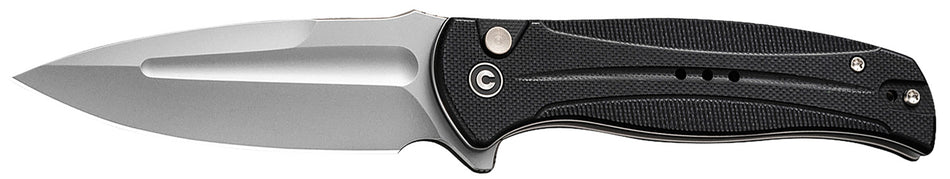 Civivi Incindie Pocket Knife 3.48" Spear Point 14C28N Stonewashed Blade, Black G10 Textured Handle w/ Pocket Clip